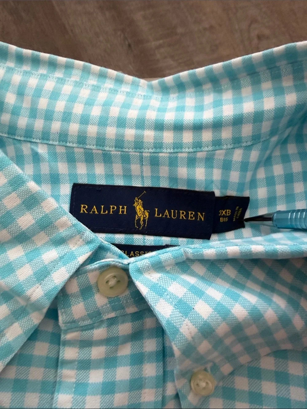 Polo by Ralph Lauren Aqua Gingham Button-Down Shirt